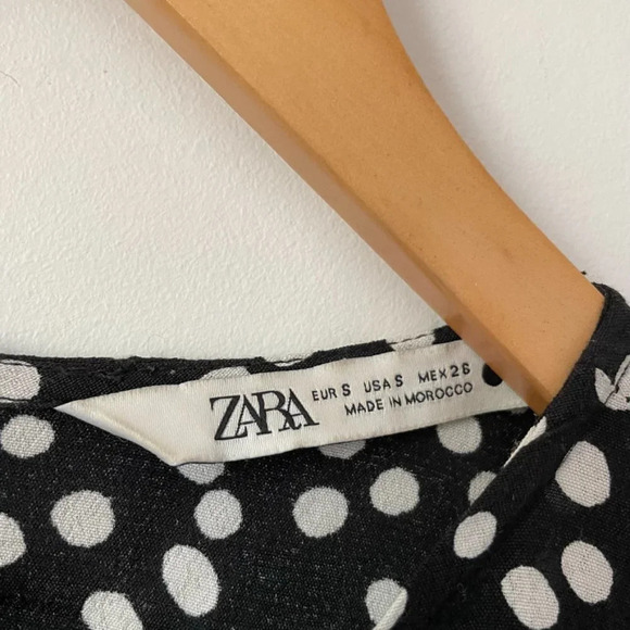 Zara Black Polka Dot Tiered Midi Dress Bloggers Fav  Sz S - Picture 7 of 10